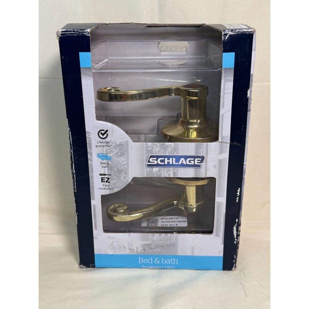 Schlage Sacramento Bed & Bath Privacy Locking Door Lever Handle Aged Bronze NEW